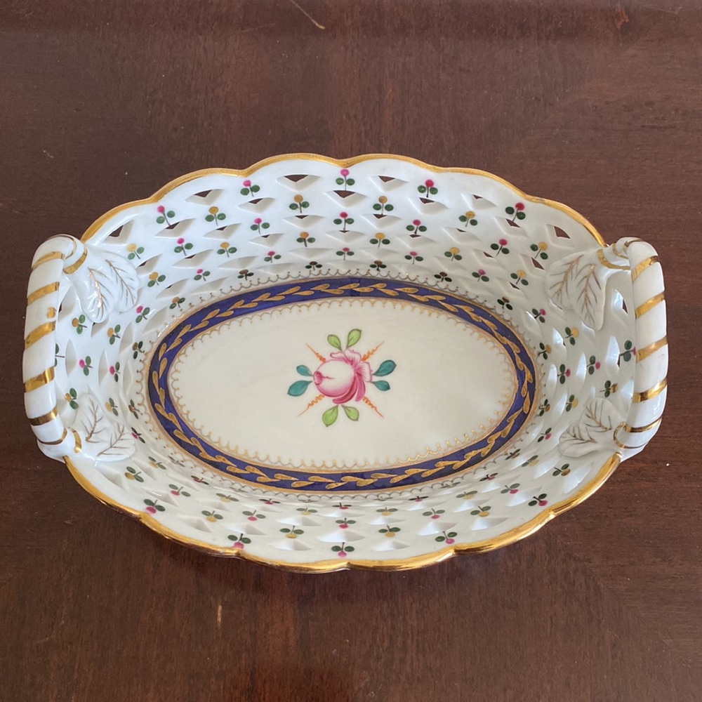 Hand Painted Porcelain Decorative Basket - Picture 4 of 13